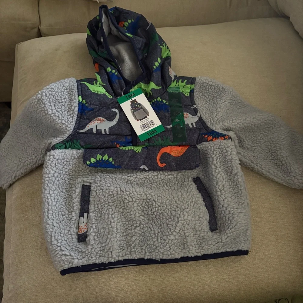 18 M Dinosaur BUNDLE - Jacket 1 Madison, Sweatsuit Kit+Pearl, Little Me Set NWT